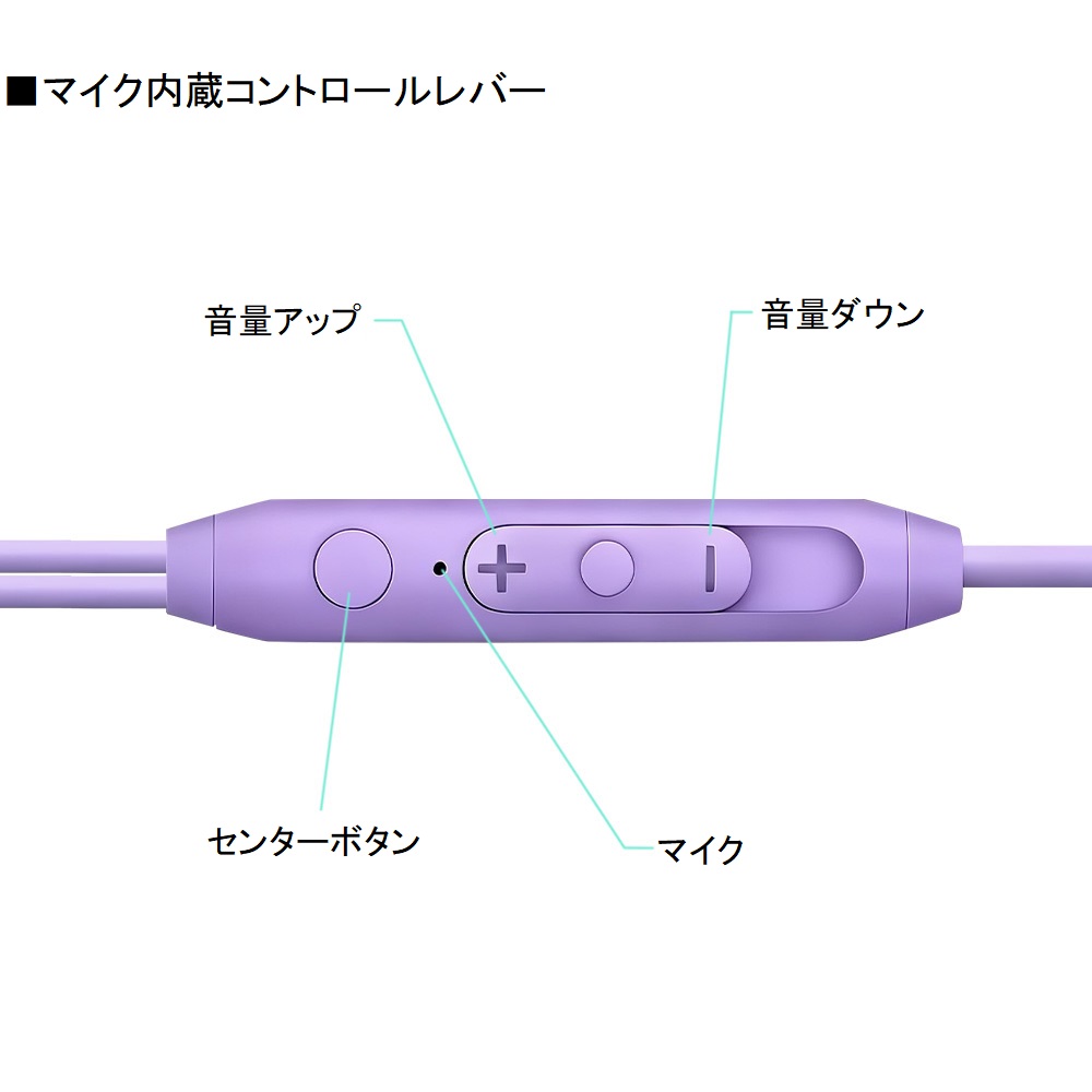 Type-Cイヤホン カナル型 マイク付きリモコン搭載 L型タイプ 1.2m - 画像 (4)