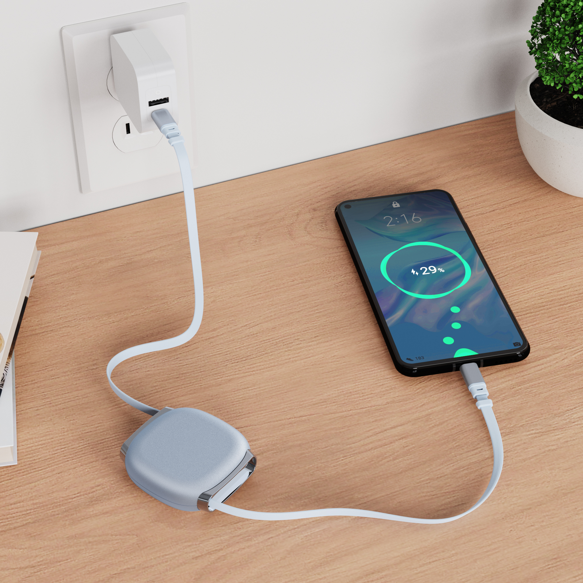 USB2.0 Type-C 巻き取りケーブル100W 1m - 画像 (3)