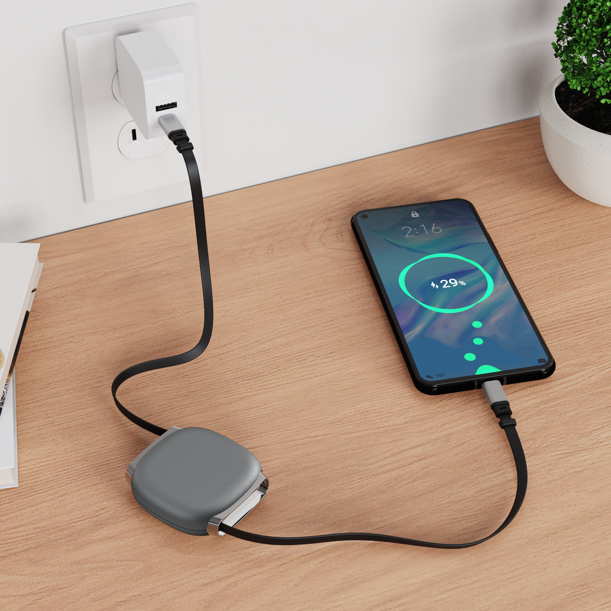 USB2.0 Type-C 巻き取りケーブル100W 1m - 画像 (3)