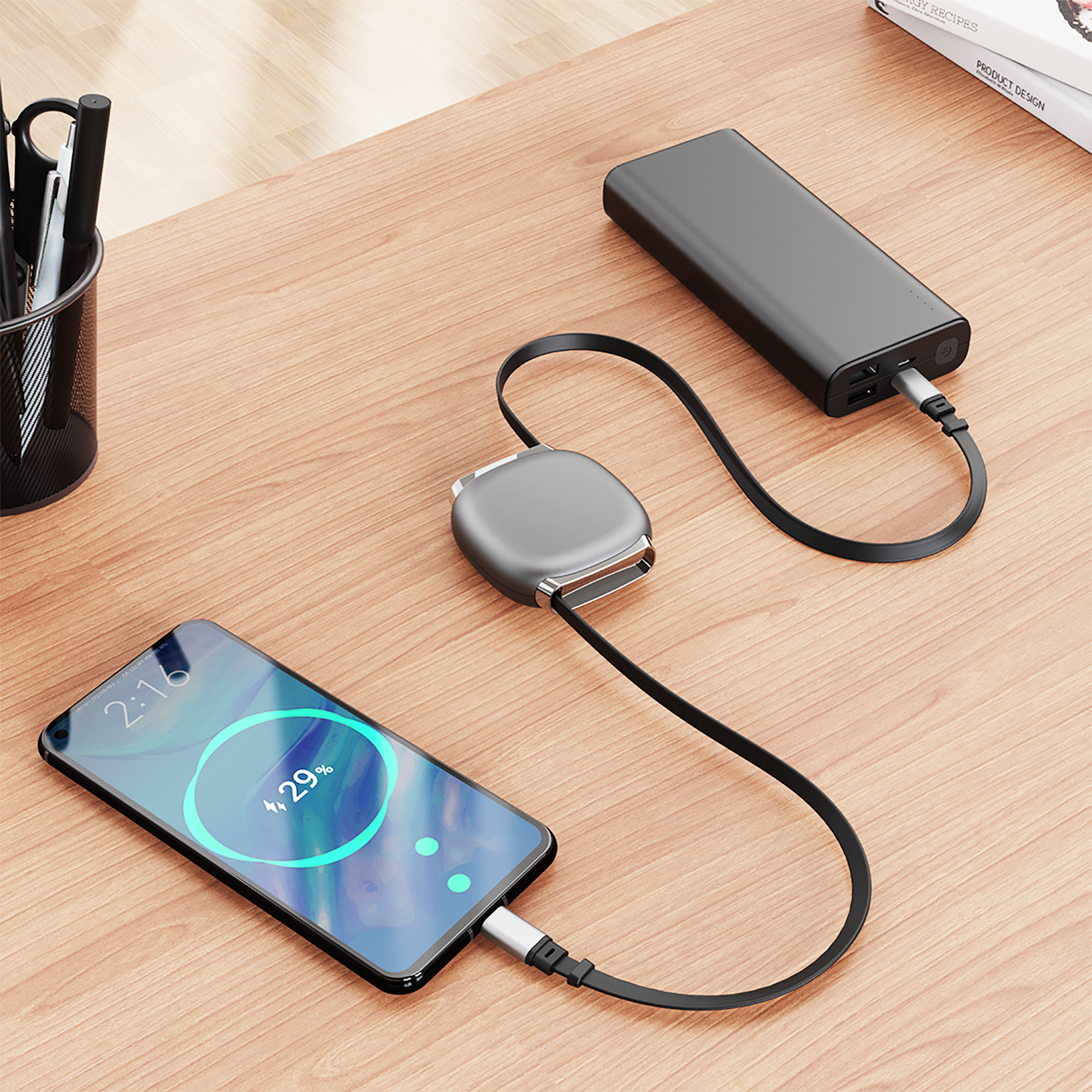 USB2.0 Type-C 巻き取りケーブル100W 1m - 画像 (6)