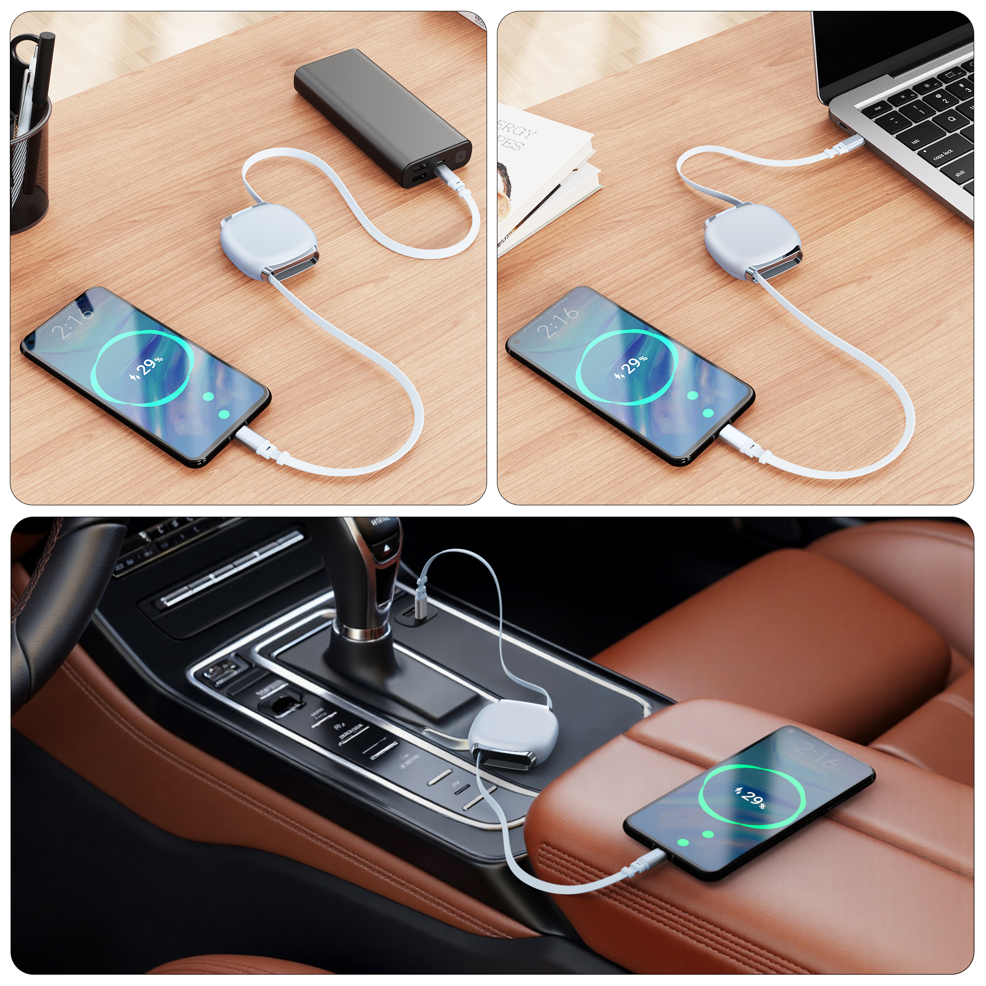 USB2.0 Type-C 巻き取りケーブル PD240W 1m - 画像 (5)